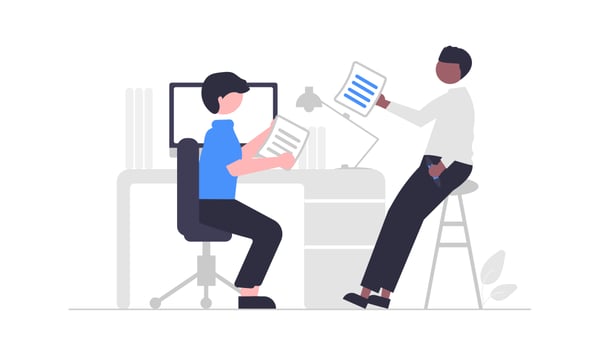 Två personer som skapar en Employer Value Proposition strategi