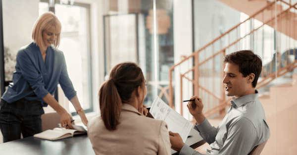 A person talking in a office